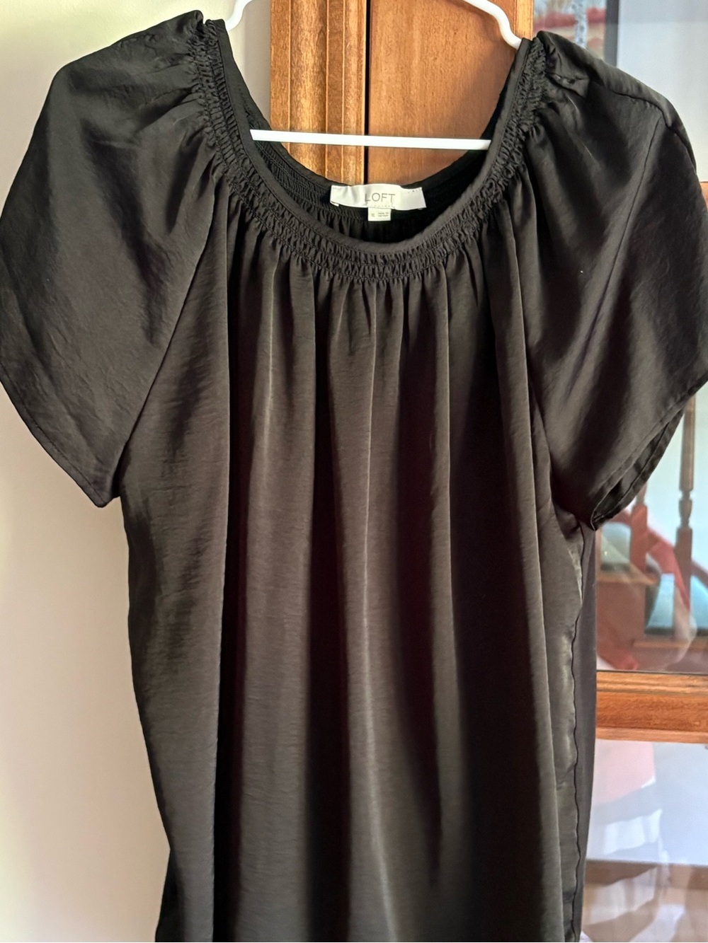 Loft Black Smocked Top size XL